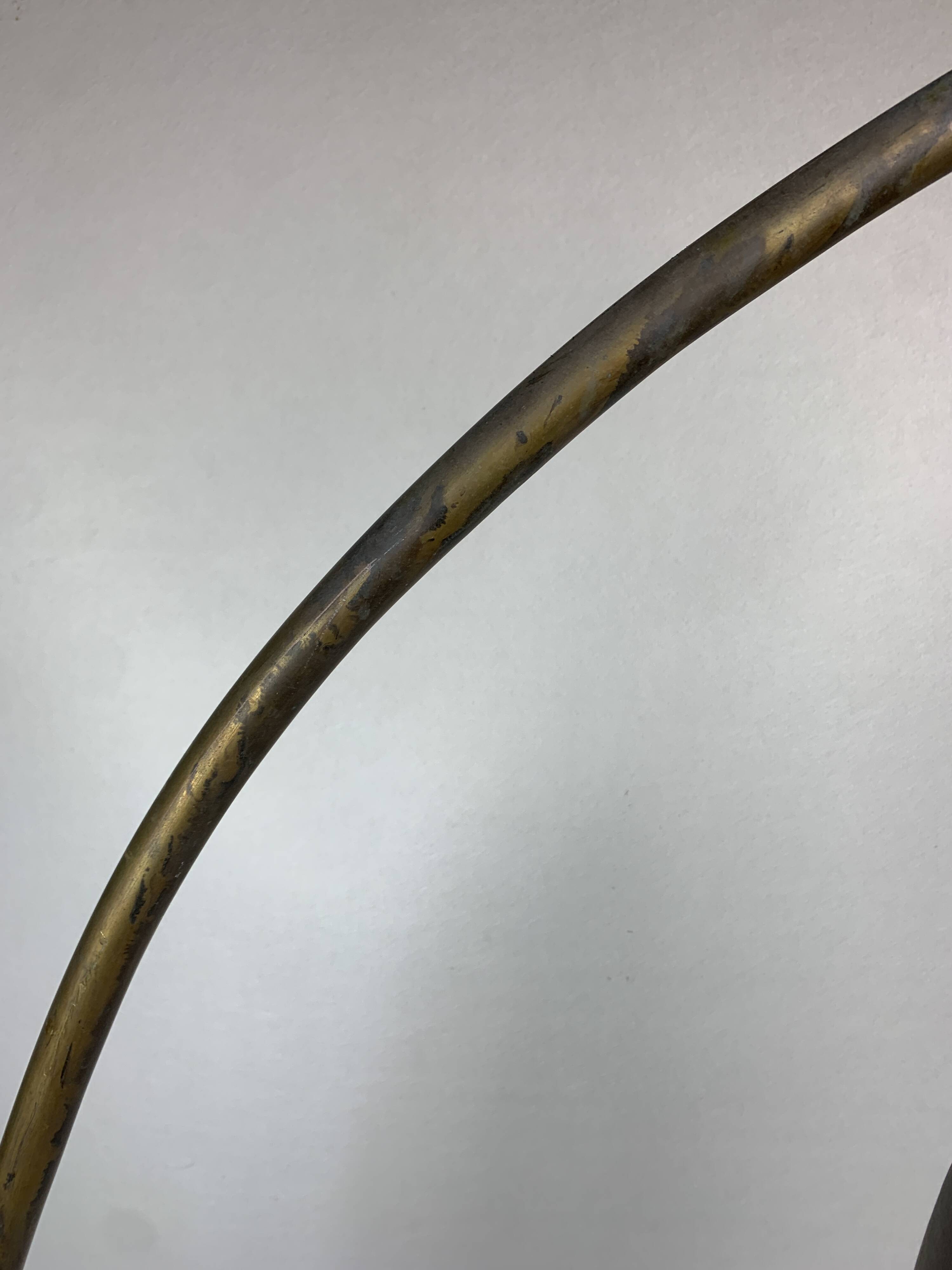 Patinated rustic copper and steel floor lamp with lantern, Indonesia 1980s