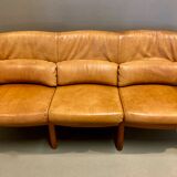 Teak and leather sofa scandinavian design 1960