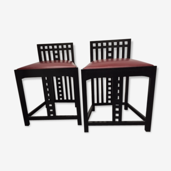 Set of 2 chairs Mackintosh numbered and produced by Cassina