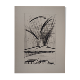 Bernard Buffet: Mount Vesuvius - Original engraving