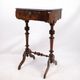 Antique sewing/side table with built-in storage - hand polished mahogany - turned legs - year 1890s