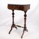Antique sewing/side table with built-in storage - hand polished mahogany - turned legs - year 1890s