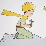 Antoine de Saint-Exupéry: Ecology, The Little Prince plants a tree, lithograph