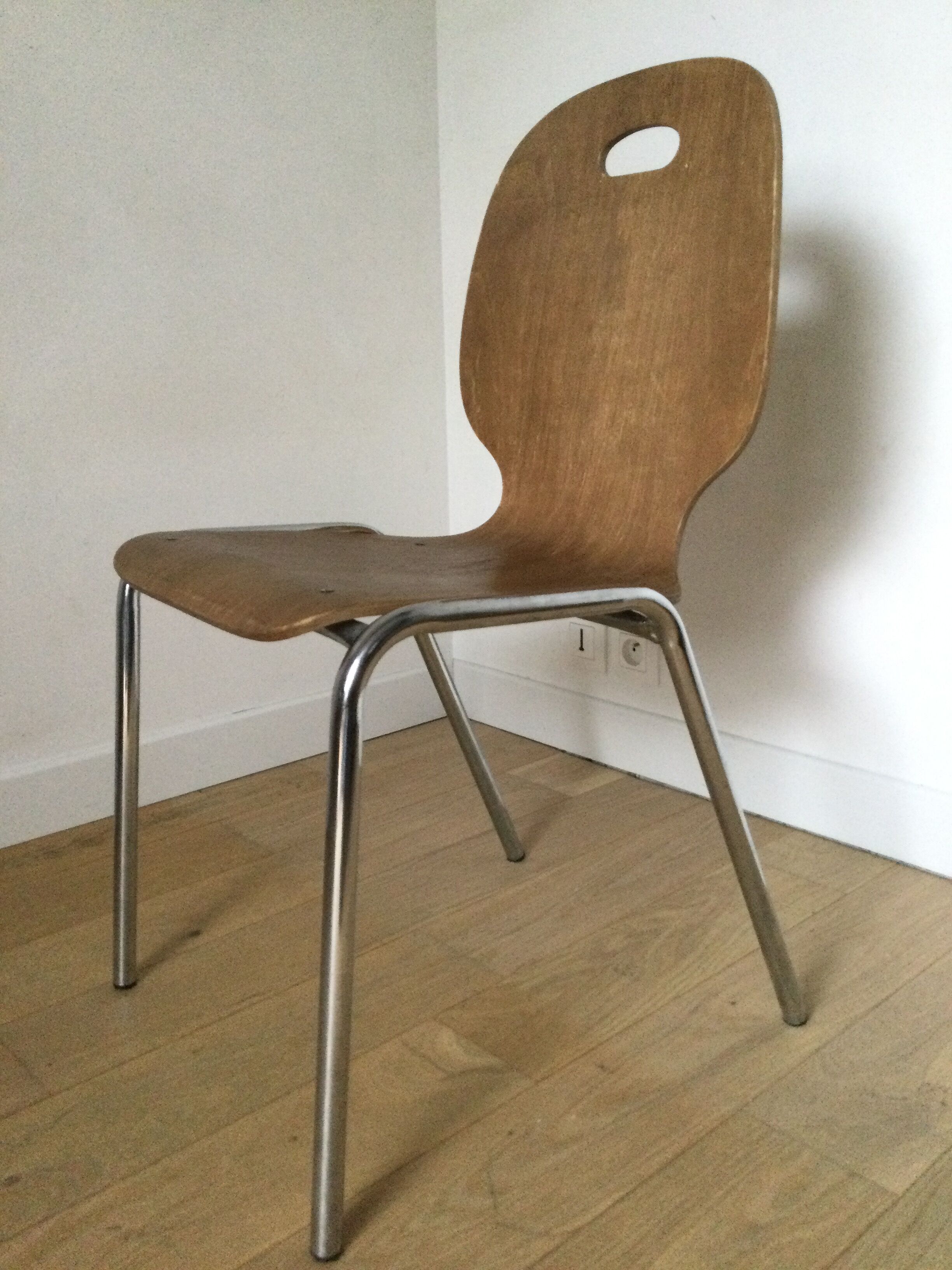 Vintage chair wood and chrome