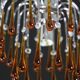 The Amber Crown, Murano Chandelier Amber and Crystal Drops, 1970s
