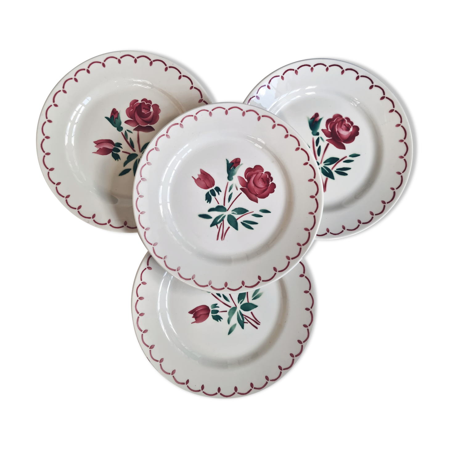 Set of 4 plates with badonviller sweets