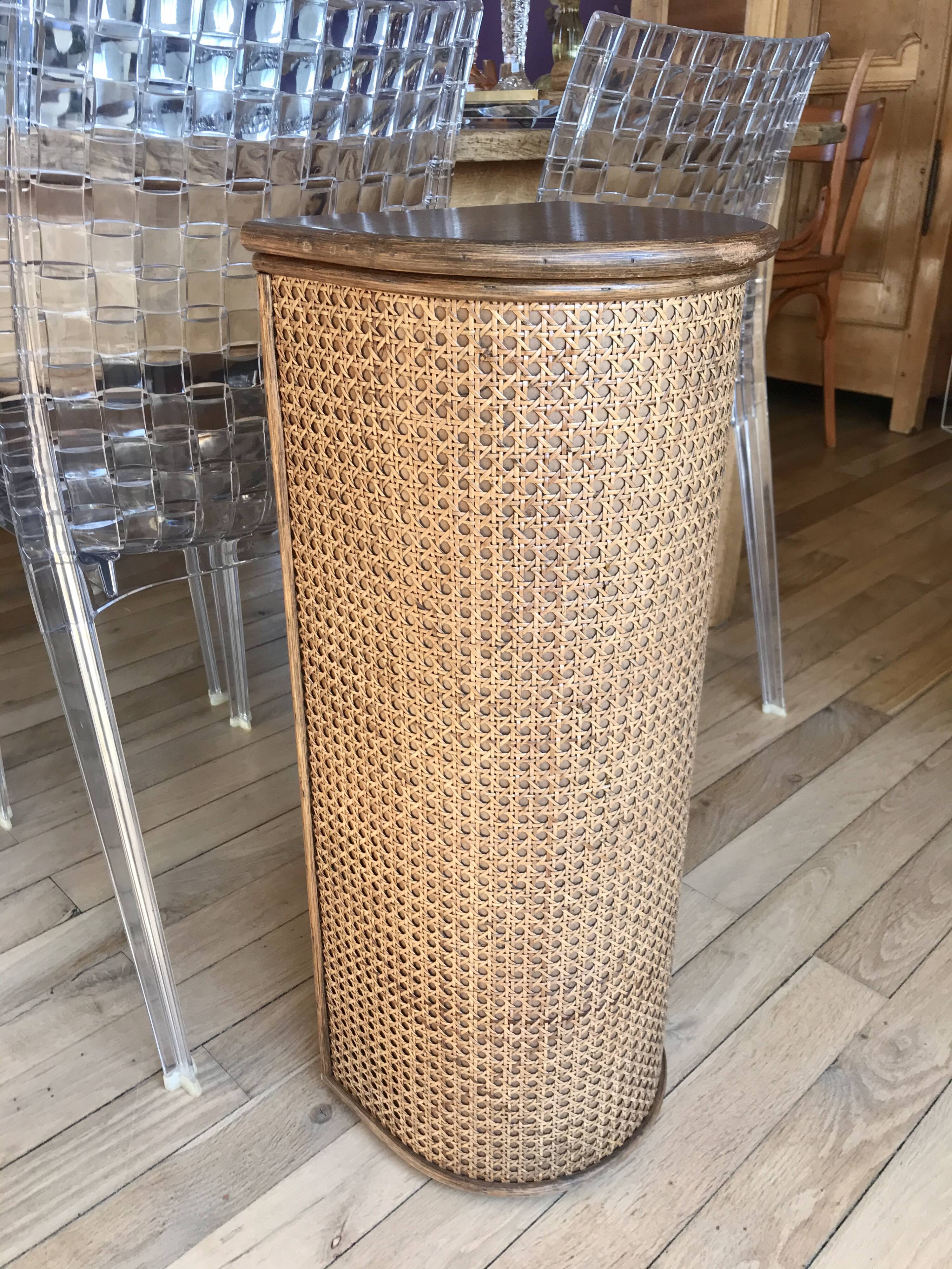 Bread hutch in oak wood and canning made in france 50s