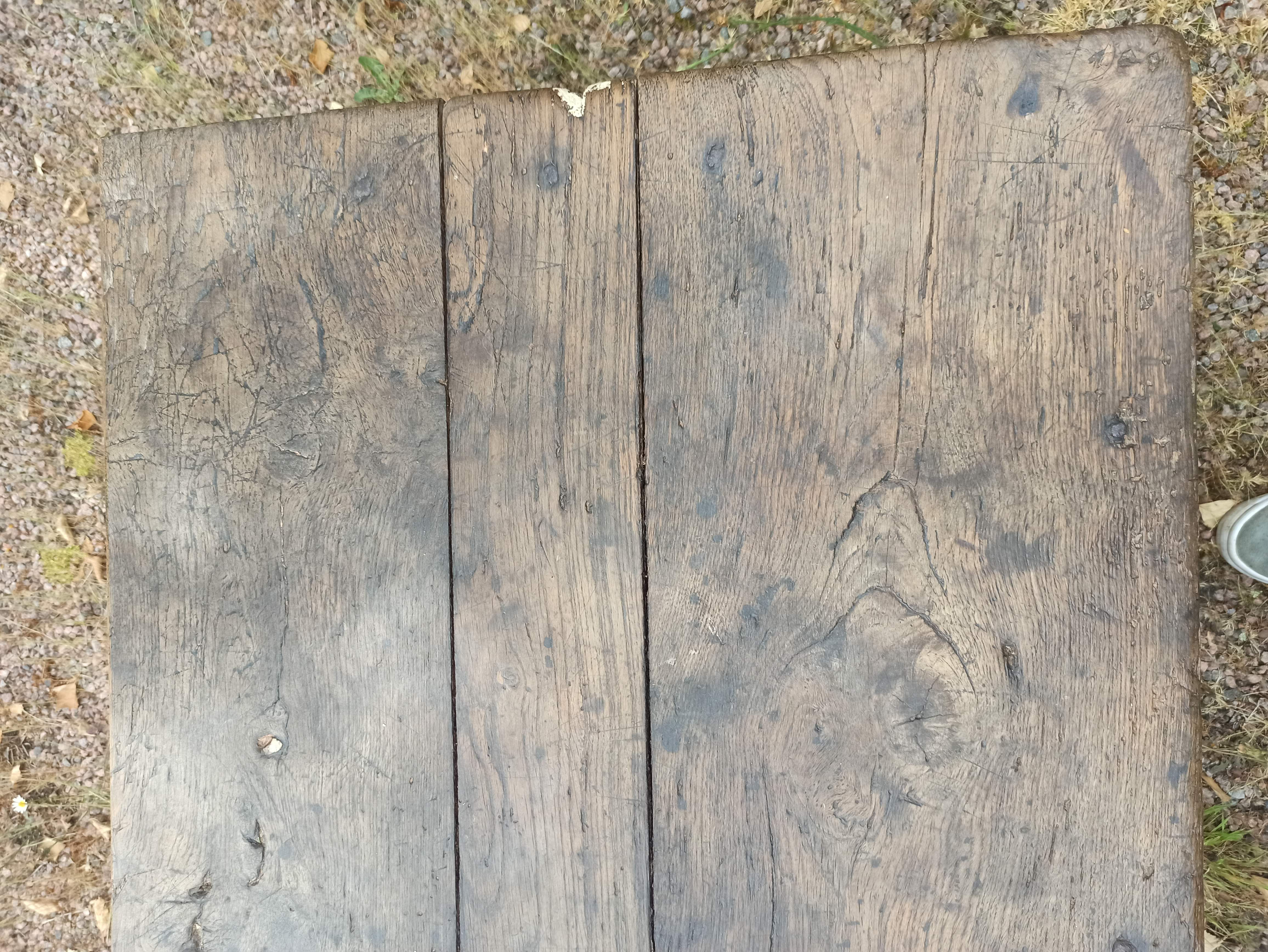 Rustic solid oak coffee table farmhouse initials J C