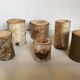 Six wooden candlesticks