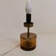 Swedish table lamp foot, made of wood, amber bubble glass and brass