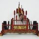 Antique Chinese board game in red and gold carved wood. 1950s