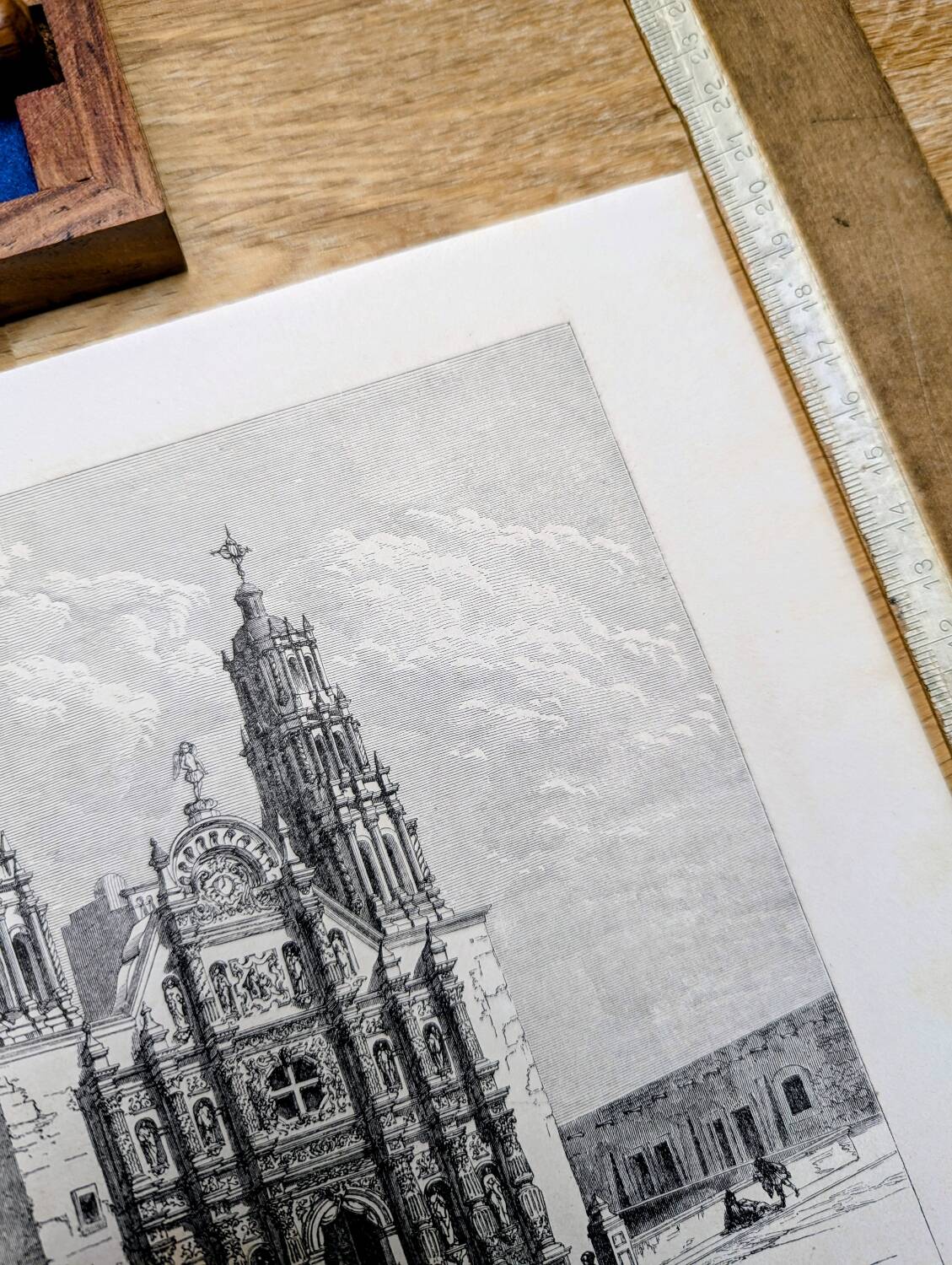 Cathedral of Chihuahua, Mexico. Printed illustration from 1861.