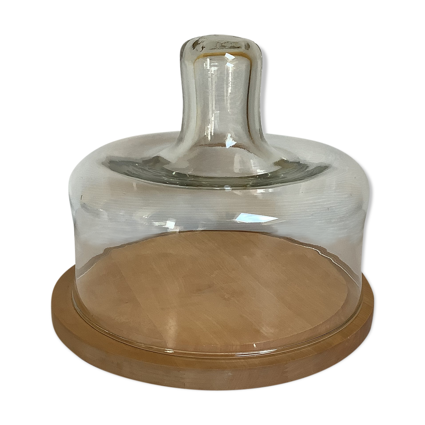 Cheese platter cheese bell year 70 wood and glass