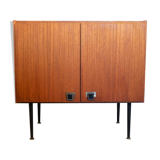 Piece of teak, brass and leather furnitur, Sab brand 1960