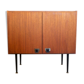 Piece of teak, brass and leather furnitur, Sab brand 1960