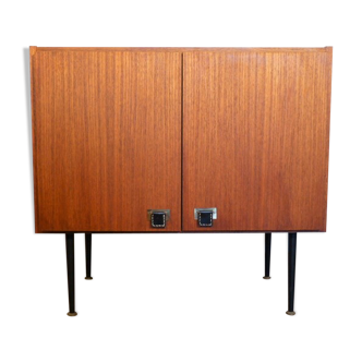 Piece of teak, brass and leather furnitur, Sab brand 1960