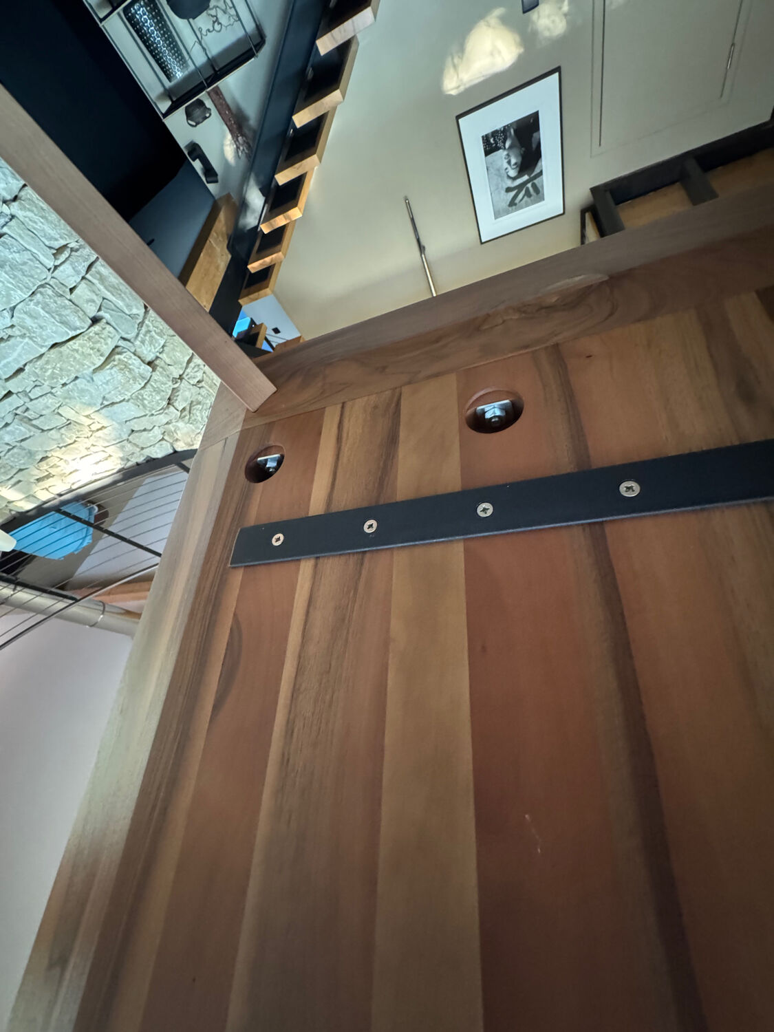 Dining table ligne roset model trapèze in solid walnut with oil finish.