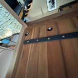 Dining table ligne roset model trapèze in solid walnut with oil finish.