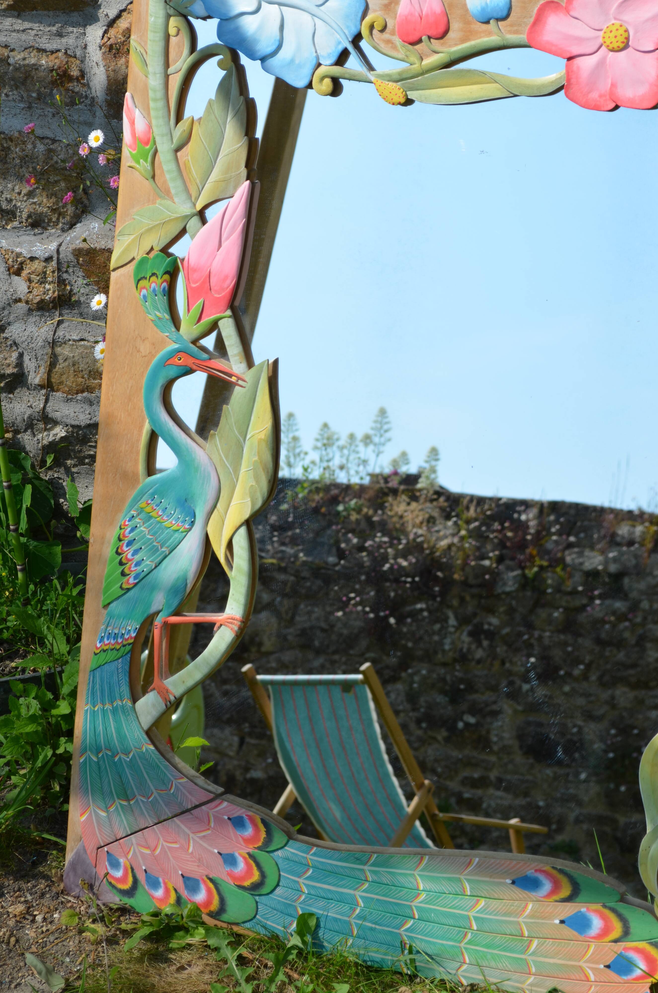 Carved wooden mirror "The Peacock"