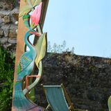 Miroir en bois sculpté " Le Paon"