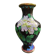 Asian handcrafted decorative vase in cloisonné enamels, neck outline & brass base