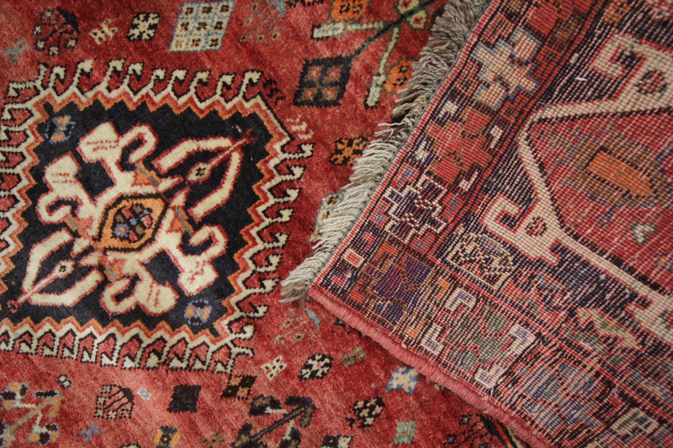 Vintage Persian Qashqai Handmade Wool Shiraz Rug- 119x243cm