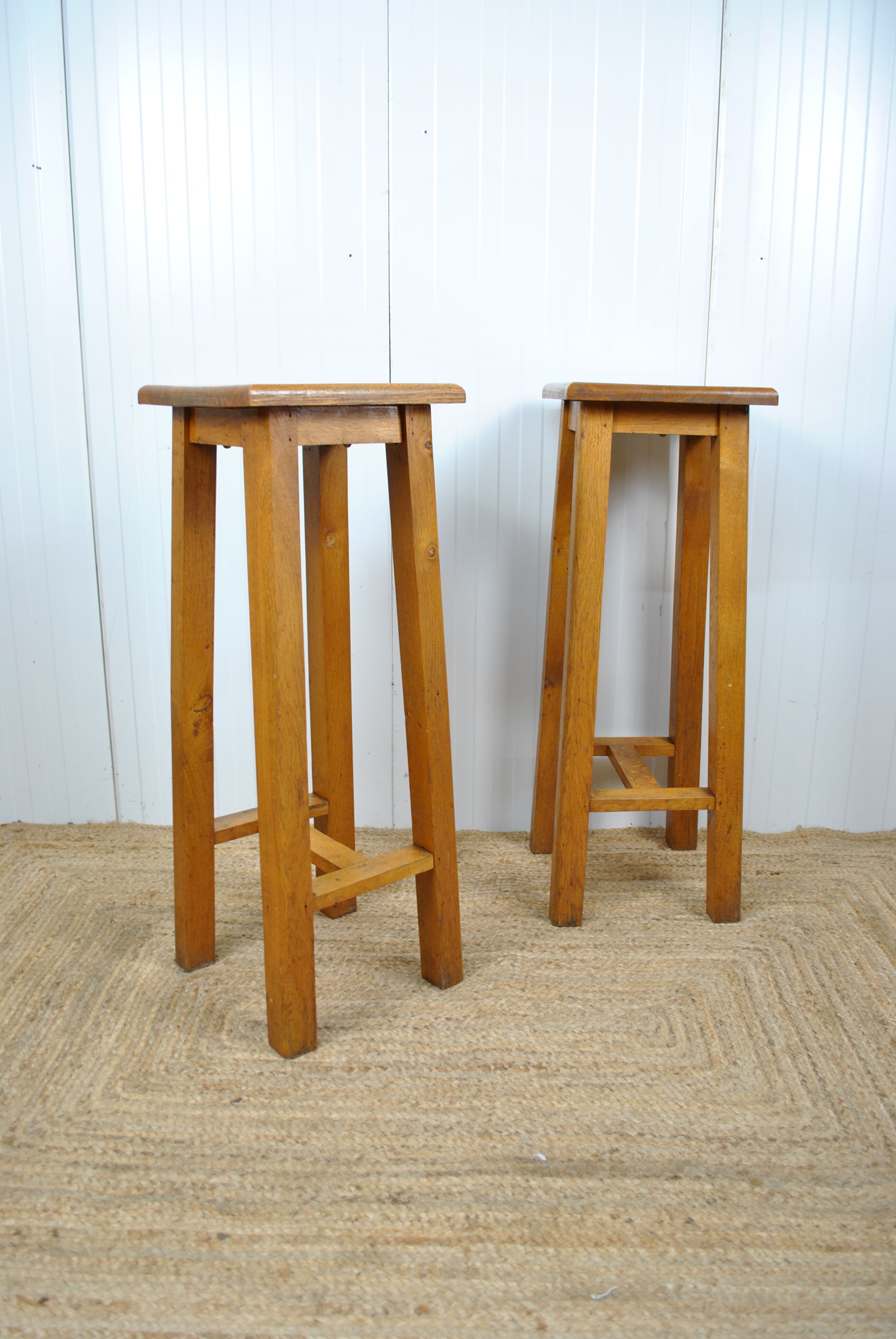 Pair of bar stools in oak 1950