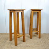 Pair of bar stools in oak 1950
