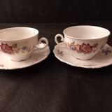 2 cups and saucers in german porcelain lehmann weiden (bavaria)