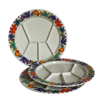 Three vintage Acapulco fondue plates