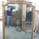large 19th century mirror in gilded wood with gold leaf 140x195cm