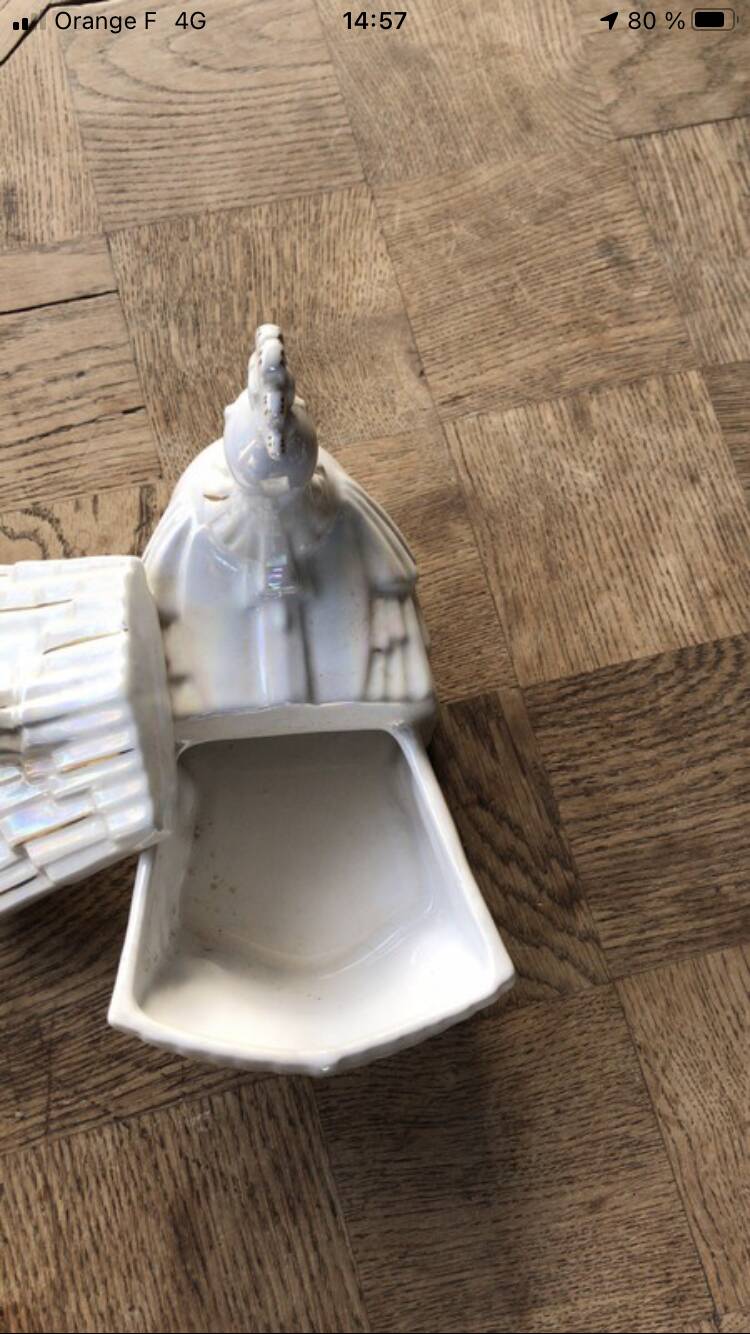 Vintage ceramic swan candy box