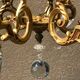 Bronze chandelier with pendants, 6 lamps.