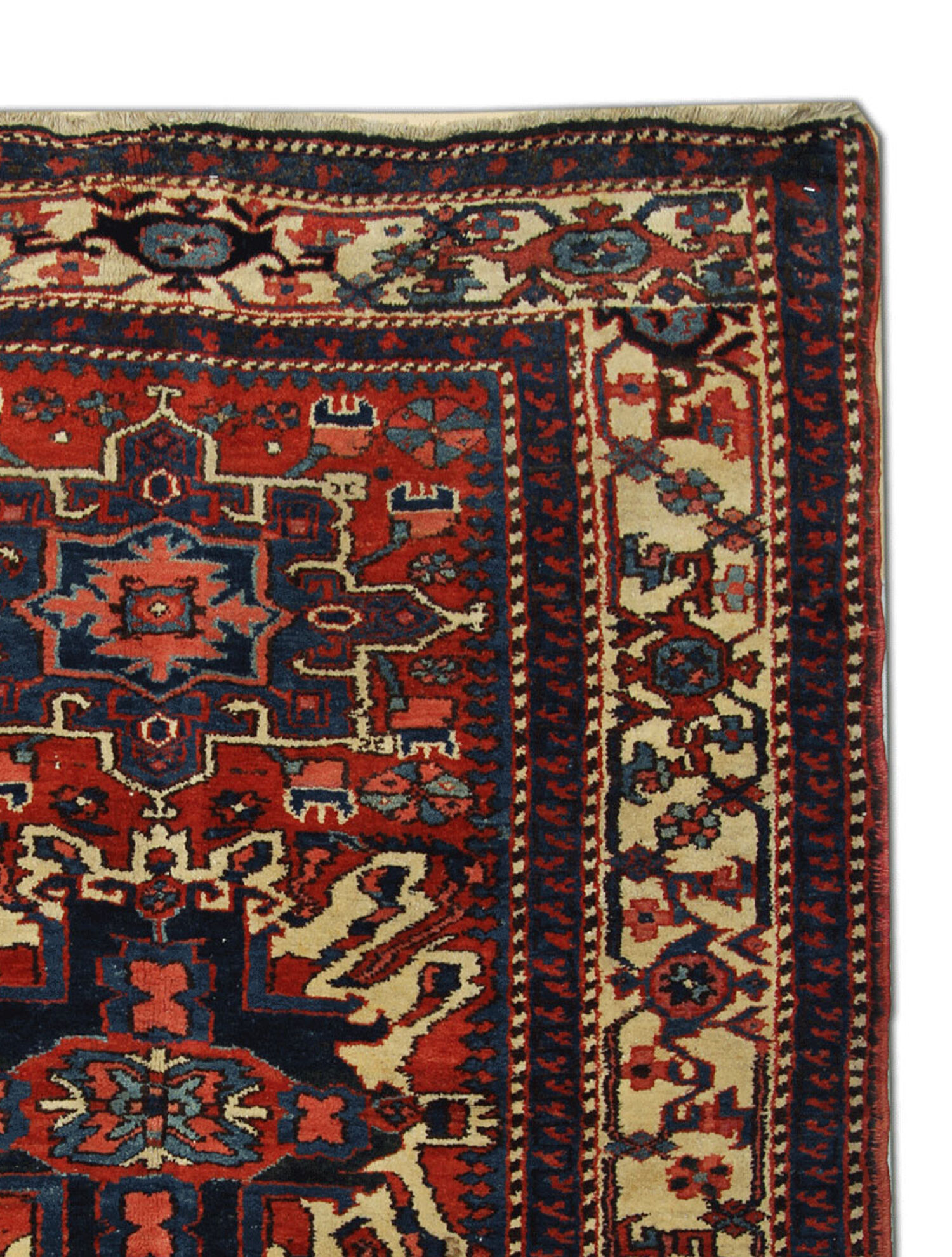 Antique Persian Carpet Handwoven Tribal Deep Red Wool Area Rug- 140x190cm