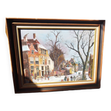 Peinture représentant une ruelle d'époque