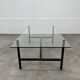 50s coffee table, glass and black metal