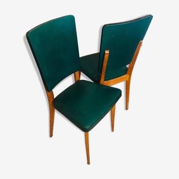 Two 1950s chairs made of wood and skai