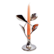 Bougeoir floral en métal chromé