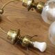 ART DECO brass wall light, two glass globes
