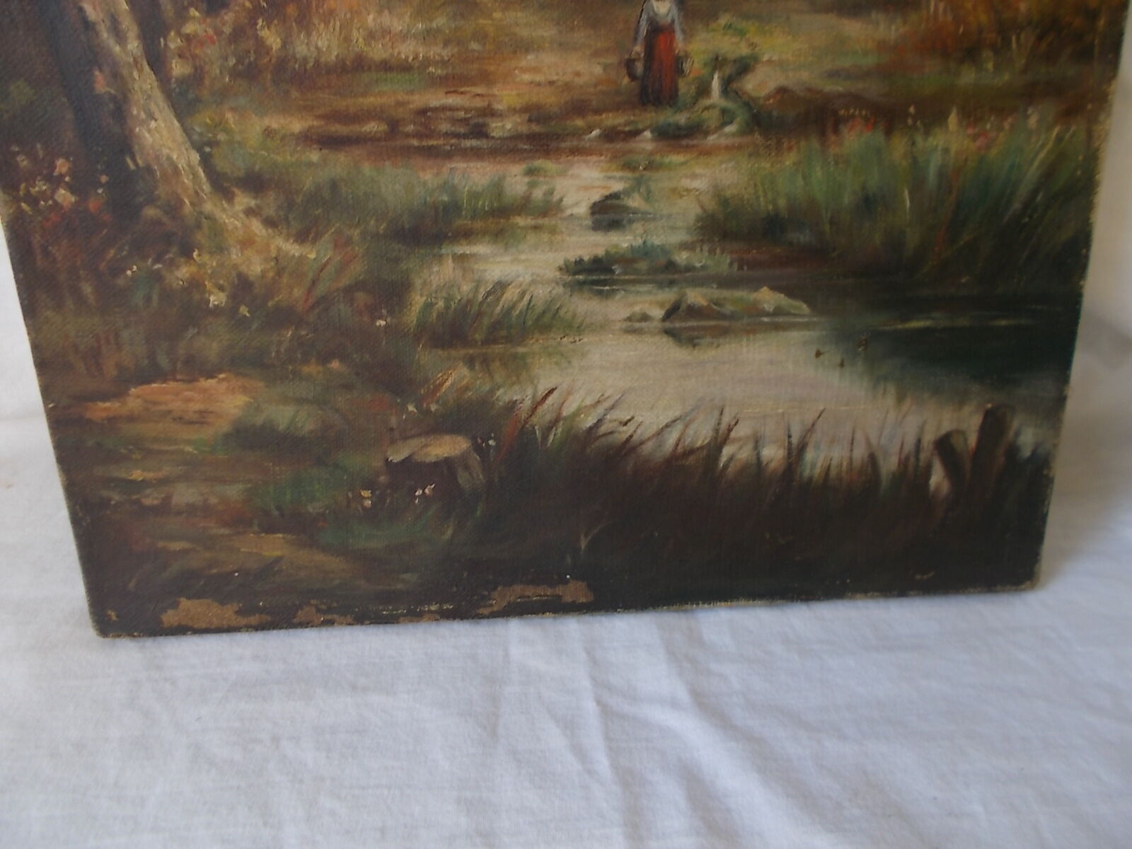 Pair of old paintings "painting landscape on canvas"