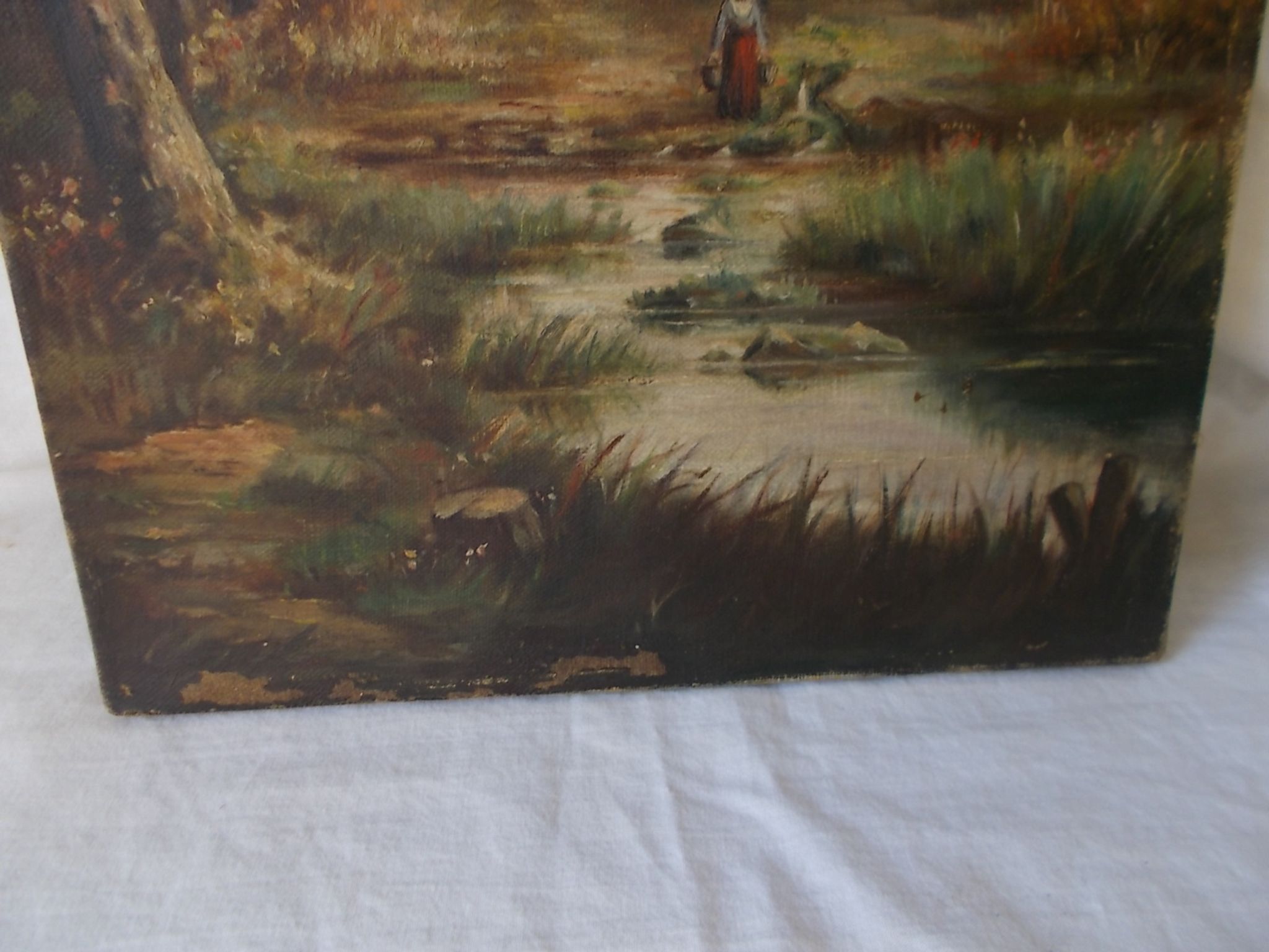 Pair of antique paintings "landscape oil on canvas"