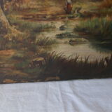 Pair of old paintings "painting landscape on canvas"