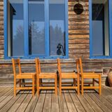 4 solid pine chairs selected by Charlotte Perriand for Le Arcs