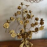 Brass church candelabra with fleur-de-lys