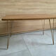 Table basse vintage 1960 Formica teck et pieds laiton