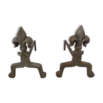 Pair of "flower of lilies" channels in solid bronze art deco 30s
