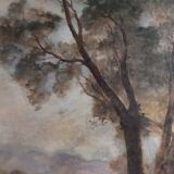 Tableau ancien fin XIXème - R Verdun (1873-1954) - Environs de Menton