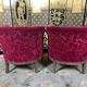 Pair of shepherdess armchairs art deco period red velvet