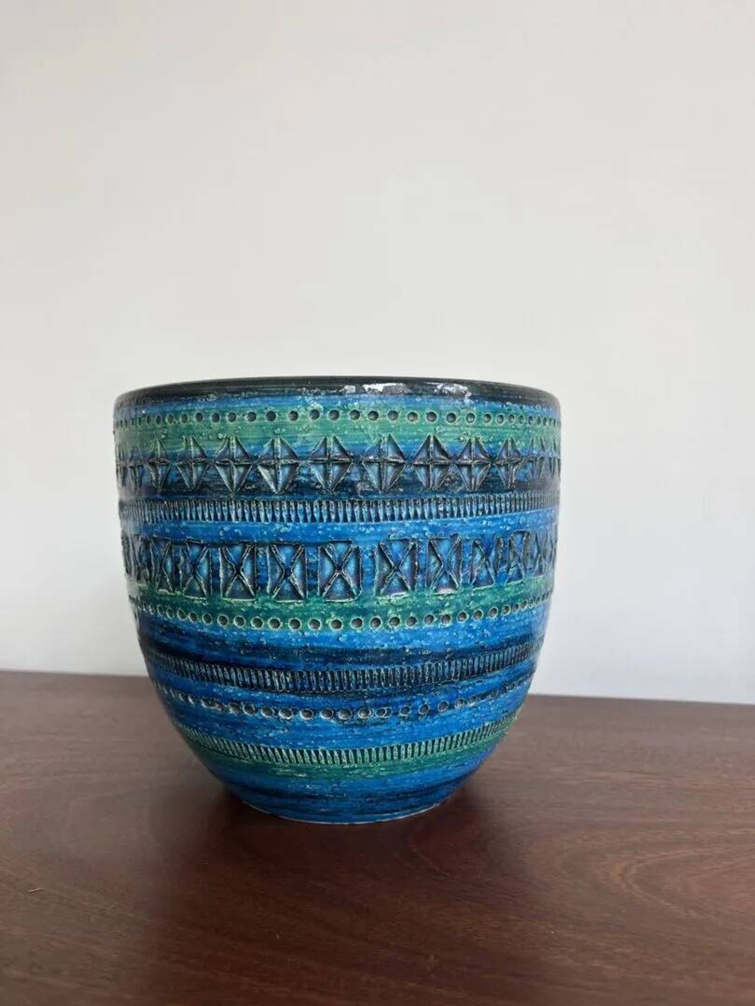 Vase à fleurs Bitossi – Bleu Rimini, Aldo Londi