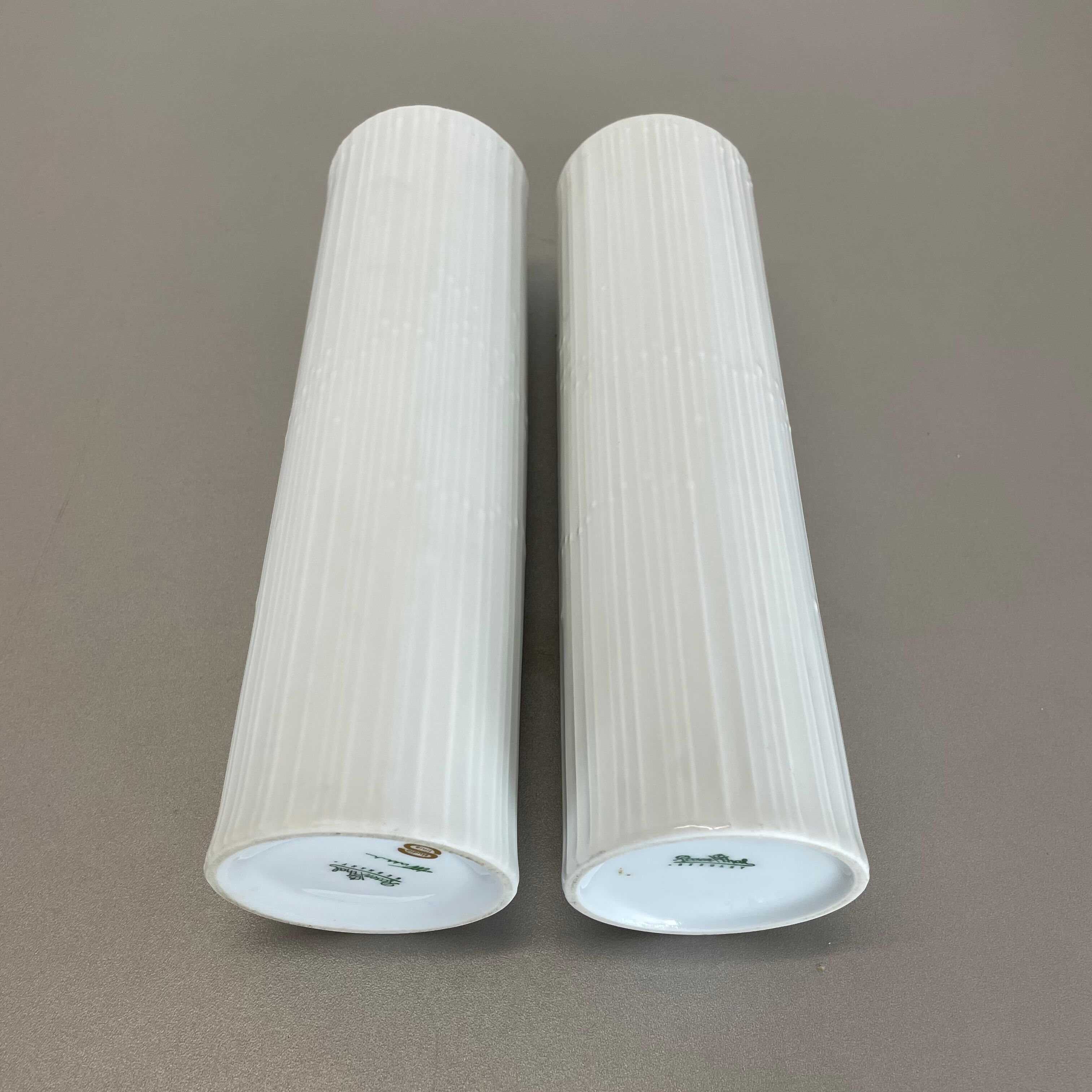 Set of 2 Abstract Op Art Vase Tapio Wirkkala Rosenthal Studio Line Germany 1980s